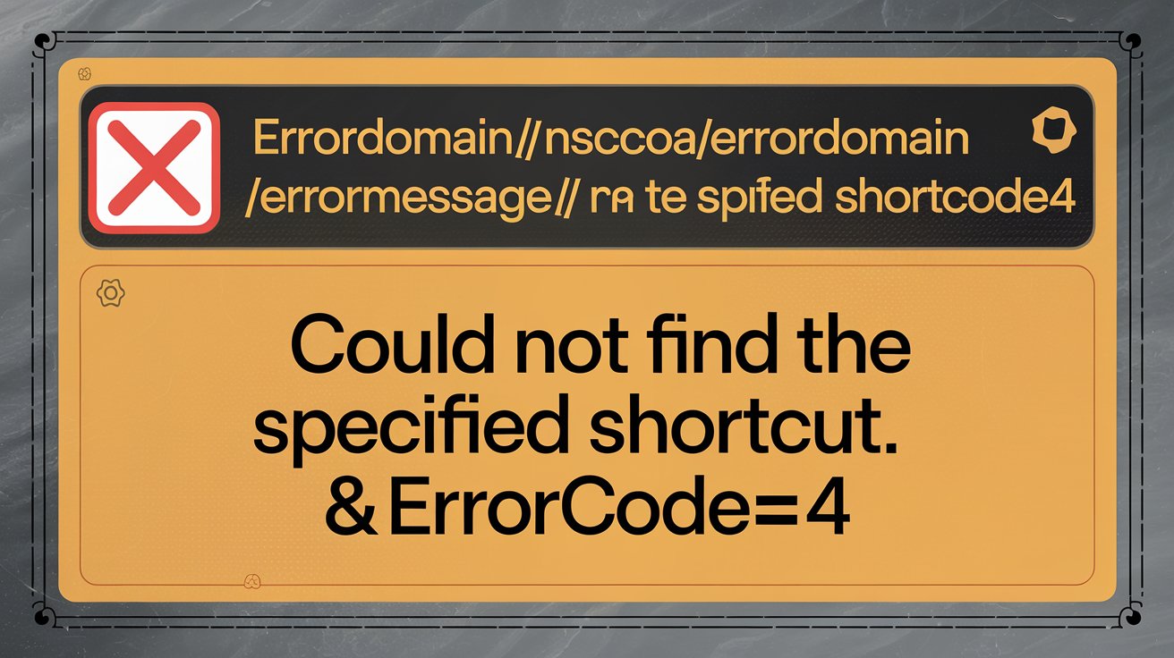 Errordomain=nscocoaerrordomain&errormessage=could not find the specified shortcut.&errorcode=4